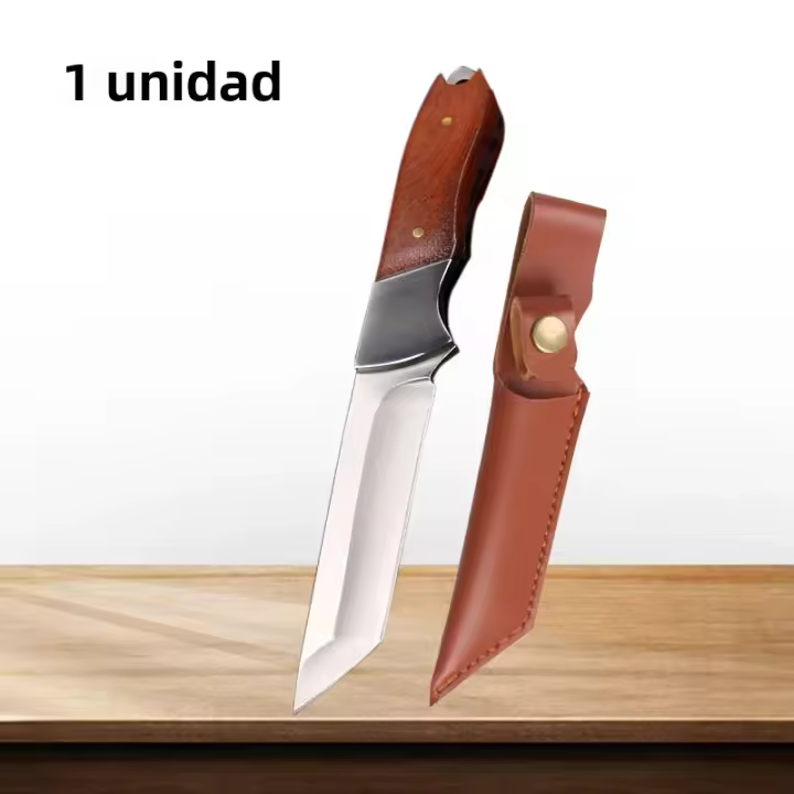 Cuchillo de afeitar profesional de acero inoxidable para carne de oveja y res, cuchillo de corte para verduras y frutas con mango de madera - 1