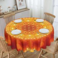 Mantel circular mandala, flor de loto de la vida, impermeable, resistente al aceite, 60 pulgadas, forma geométrica sagrada - details 129