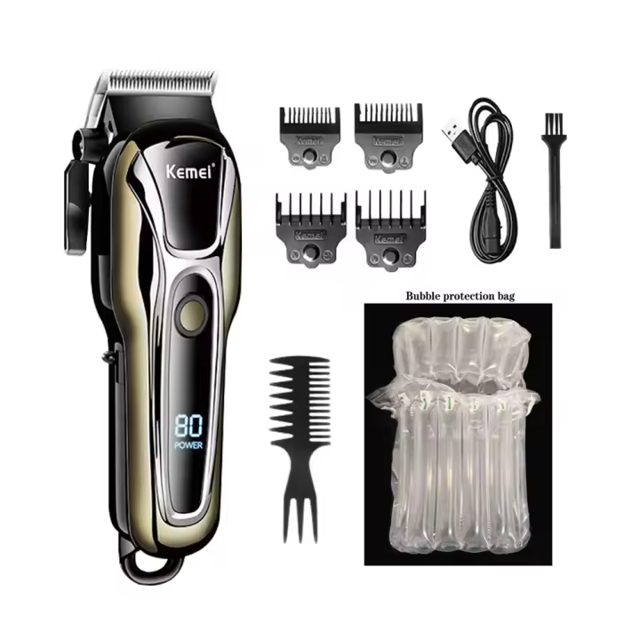 KM-recortadora recargable para hombres, afeitadora profesional, cortadora de pelo, accesorios de barbero, corte de barba - 1
