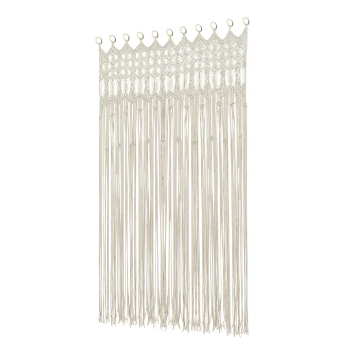 Cortina tejida para puerta de hilo blanco, Material de algodón para salas de estar, pasillos, 120x195cm - 1