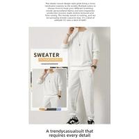 Traje deportivo informal para hombre, camiseta a cuadros de manga larga, pantalones, conjunto de ropa elegante, Otoño/Invierno - details 1