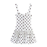 TRAFZA-vestido elástico sin mangas con lunares para mujer, minivestido plisado de cintura alta, ajustado y sin espalda, a la moda, para verano - details 2
