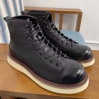 Botas de tobillo de diseñador para hombre, color marrón, alta calidad, moda, cuero genuino, plantilla de goma, estilo invierno - details 4