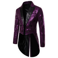 Chaqueta de esmoquin con lentejuelas para hombre, abrigo ajustado con cola - details 9