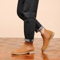 Nuevas botas Chelsea, botines cortos de piel abatible, botas de gamuza de vaca de cuero genuino para hombres - details 17