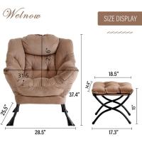 Silla perezosa con otomana, silla moderna con reposabrazos y bolsillo lateral, sillón de lectura con reposapiés para espacios pequeños, color verde afelpado - details 46