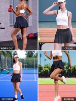 Faldas de deportes de verano para mujeres - Tela de poliéster de secado rápido, alta elasticidad, color sólido, color sólido, faldas de tenis yoga running golf con shorts de capa interior - details 4