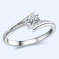 Anillo De moissanita De 0,5 quilates, Plata Esterlina 925, Diseño Clásico Para Atuendos Diarios, Joyería De Alta Calidad Para Ti Con certificado - details 2
