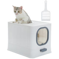 PAWZ Road Caja de arena plegable para gatos con cuchara para arena, inodoro grande para gatos, entrada frontal y salida superior, bandeja de arena para gatos fácil de limpiar con tapa, suministros para mascotas - details 10