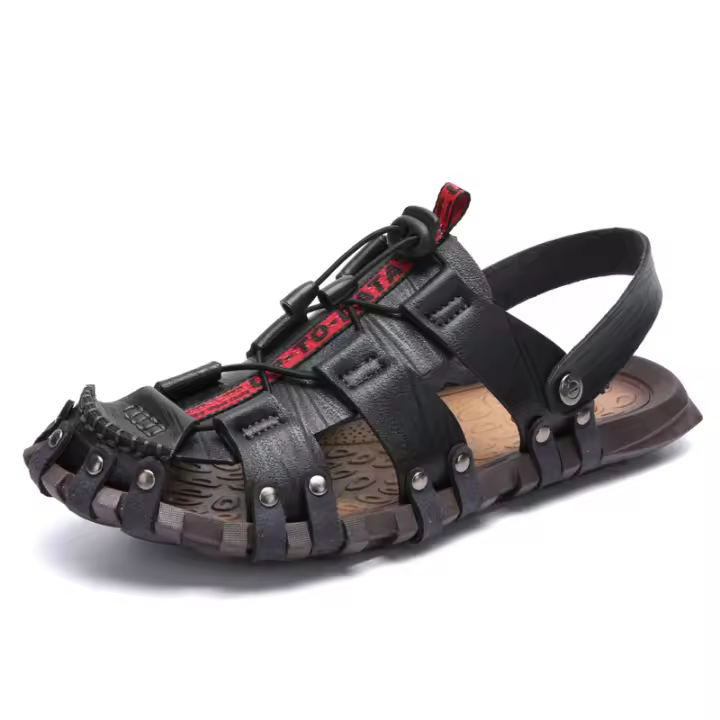 Sandalias suaves de verano para hombre, zapatillas informales de cuero para exteriores, antideslizantes, ligeras y cómodas, zapatos deportivos de playa - 1