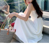 Vestido camisola coreano suave con cintura blanca y estilo festivo, dulce y elegante para lucir delgado y de alta gama, falda larga - details 3