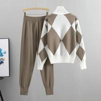 Conjunto de 2 Piezas de Punto para Mujer Jersey Grueso Informal Musulmán, Top y Pantalón de Punto - details 3