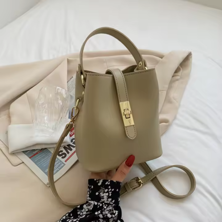 1 bolso de hombro tipo cubo a la moda para mujer, bolso cruzado y bolso Convertible con cierre de cierre, versátil para desplazamientos - 1