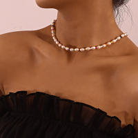 Collar con hebilla de marinero y perlas ovaladas geométricas de 6mm para mujer, collar con hebilla de resorte con cuentas coloridas - details 0