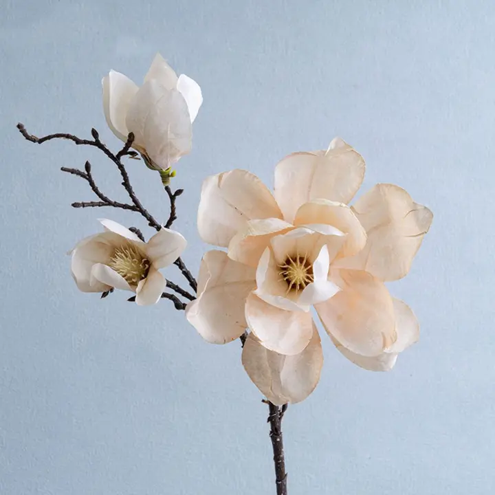 Rama de Magnolia Artificial de lujo, elegante, tacto Real, flores de orquídeas artificiales, simulación realista hecha a mano, Magnolia grande - 1