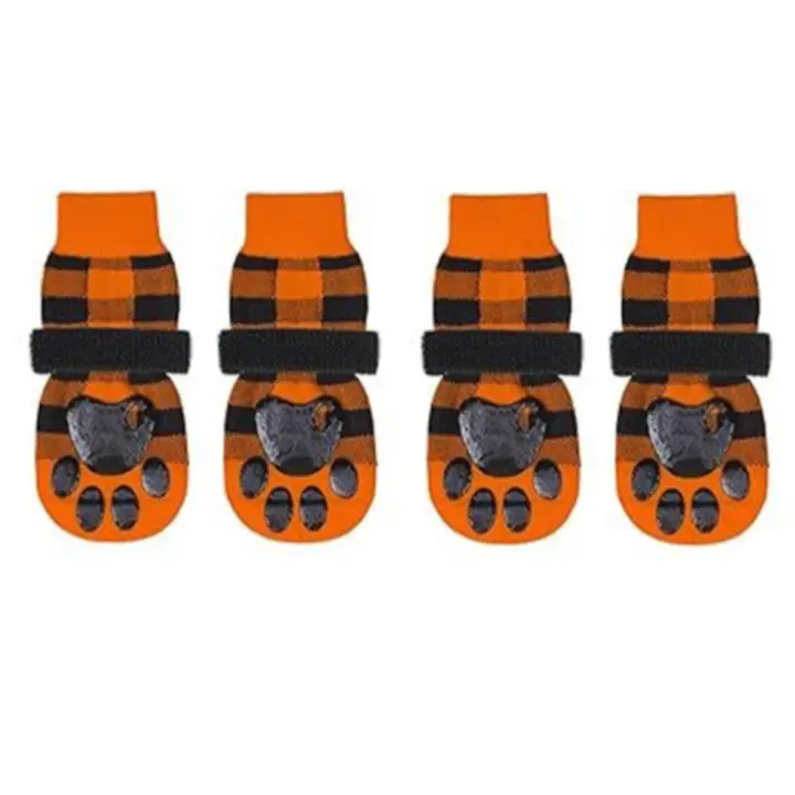 Calcetines antideslizantes para perros, correas ajustables, empuñaduras de doble cara, protectores de patas de perro, Control de tracción cálido, botas para mascotas, Control de tracción, 4 Uds. - 1