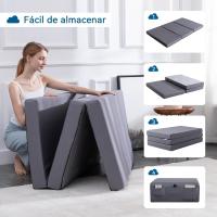 Espuma viscoelástica plegable para invitados, firmeza media, 75 x 195 x 10 cm, gris - details 14
