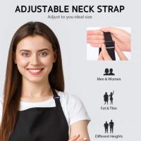 Delantal impermeable de algodón y poliéster con bolsillo grande, delantales de cocina negros, uniforme de casa de café antisuciedad ajustable para mujer y hombre - details 3