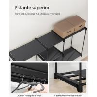 Armario, Perchero, Guardarropa, con Barras, Vestidor, Estantes de Tela, Marco de Metal, 182 x 43 x 182 cm - details 11