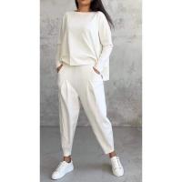 Nuevo Conjunto de manga de cuello redondo de Color sólido para mujer con pantalones largos - details 4