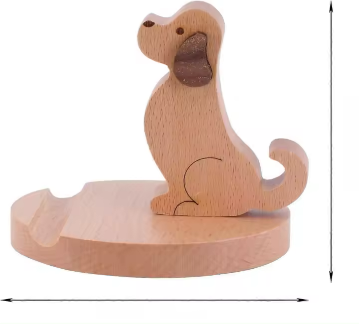 Soporte para teléfono de madera Soporte para teléfono con diseño de perro lindo Soporte para teléfono de madera - 1