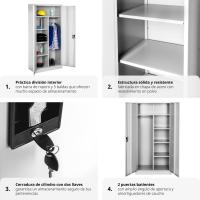 Armario de Archivado de Metal para Oficina 6 Cajones, Barra, Puertas Bloqueables, Acero de Calidad, Mueble de Oficina, Candado de Seguridad, Estanterías Metálicas 180x80x40cm Gris - details 4