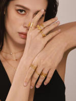Mujeres de moda geométrica modelo Único de Maple inoxidable Anillo de joyería de moda Irregular Dedo Abierto Anillo para Niños Fiesta Cumpleaños Gift - details 11