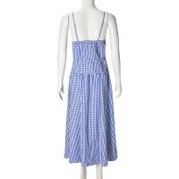 2025 Vestido de traje de las mujeres del verano, escote sin espalda vestido de tirantes, sin mangas, a cuadros - details 8
