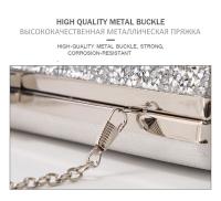 Bolso de mano de noche para mujer, cartera de mano con lentejuelas de diamante para boda, bolso de mano para fiesta, banquete, negro, dorado y plateado, bolso de hombro de dos cadenas - details 11