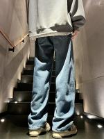 Pantalones vaqueros de invierno para hombre, pantalones vaqueros de pierna recta cálidos a la moda, pantalones vaqueros de pierna ancha azul retro - details 18