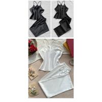 Conjunto de Pijama de Seda de Hielo Fino Primavera Otoño Pantalones de Relax para Mujeres - details 8