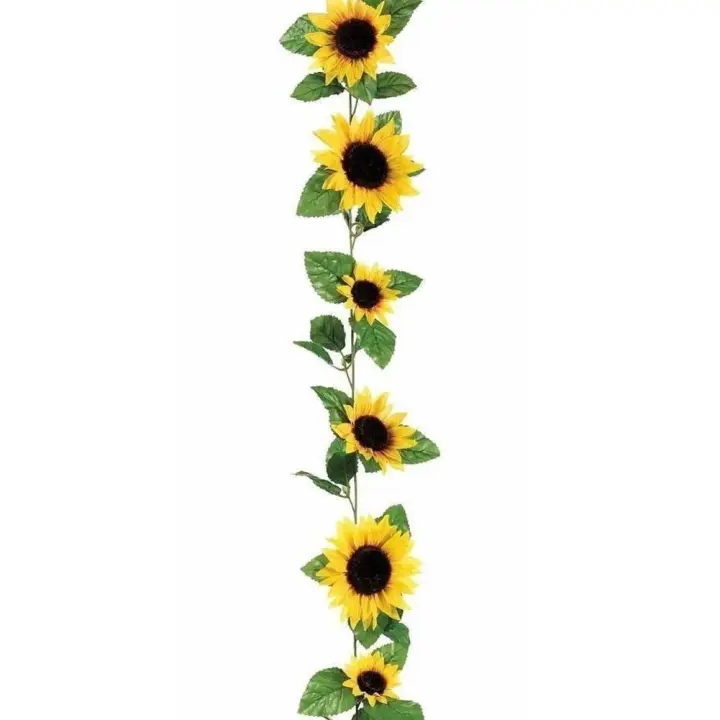 Guirnalda de girasol amarillo Artificial, flor, vid, boda, arco Floral, decoración de seda, 240cm, 1 piezas - 1