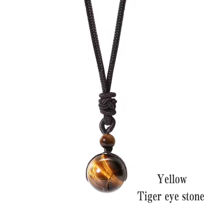 Collar de Cristales curativos, Ojo de Tigre Natural, Amatista, protección de la senda, cuentos de chakra, Colgante de Piedra para Mujeres y hambres - 1