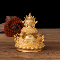 Dios amarillo de la riqueza, exquisita imitación de latón, chapado en oro de Nepal, estatua de Buda Bala tibetano tántrico, adorno para el hogar - details 7