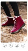 Botas de nieve cálidas antideslizantes para mujer, botines impermeables al aire libre, zapatos de senderismo de piel, zapatillas de felpa con cordones, Invierno - details 3