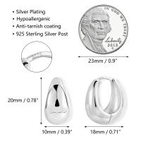 Pendientes de aro pequeños de plata 925 para mujer, pendientes gruesos, pequeños, de oro de 14 quilates, Huggie, pendientes de aro pequeños, ligeros y anchos, Plata de ley - details 0