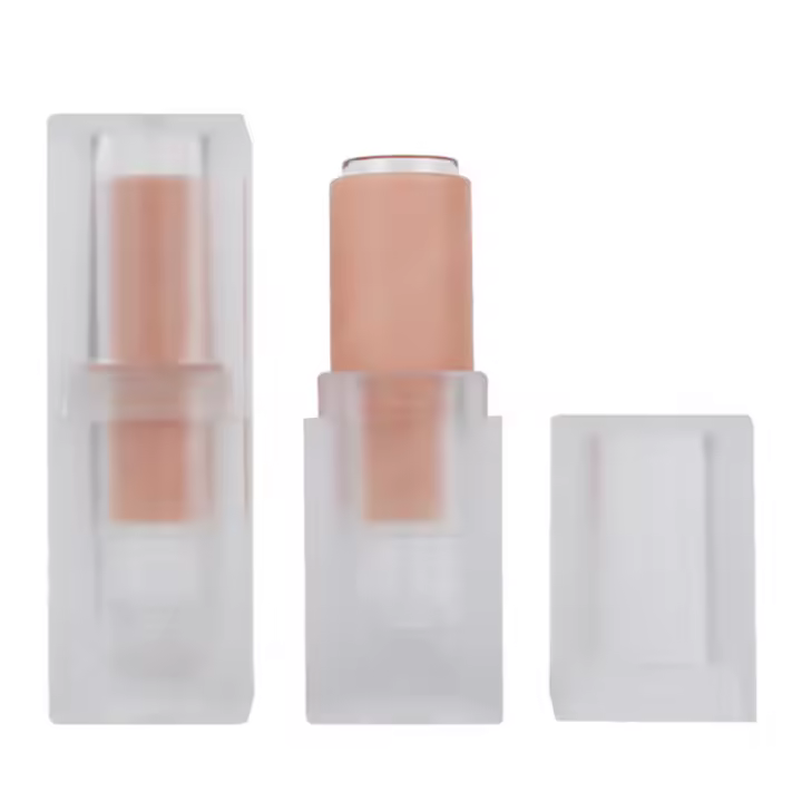 DIY 12,1mm cristal acrílico mate cosméticos contenedores recargables tubo de bálsamo labial tubo de lápiz labial cuadrado botellas de lápiz labial vacías - 1