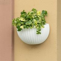 Maceta de plástico colgante para balcón grande, maceta de ratán para flores suculentas, color blanco - details 2