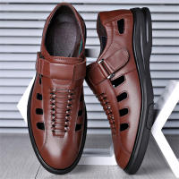 Sandalias de verano para hombre, nuevas, huecas, para playa, de piel suave y transpirable, con velcro. - details 7