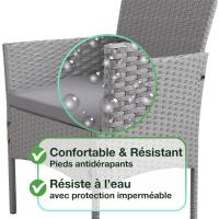 Muebles de jardín de Resina Trenzada Negra - 4 Asientos: 1 sofá, 2 sillones, 1 Mesa de Centro - Cojines Beige con - details 11