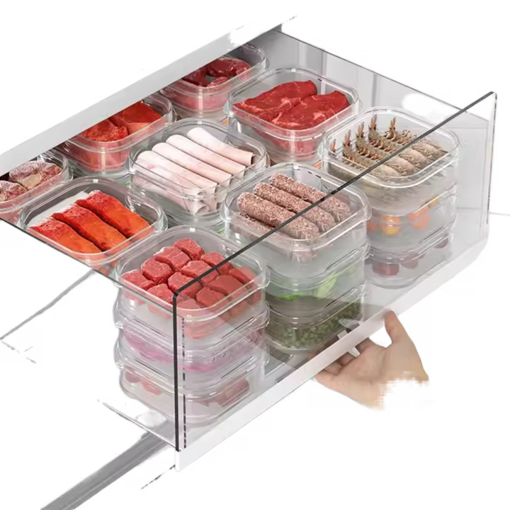 Caja de conservación de alimentos para carne de calidad alimentaria, recipiente de plástico para frutas y verduras de 350ml, contenedores de almacenamiento de alimentos sellados apilables, Dumpling - 1