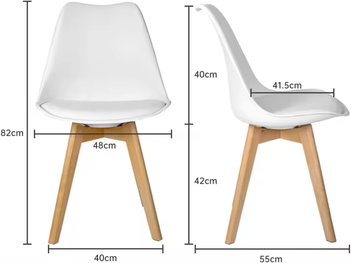 Paquete de 4 Sillas de Comedor Nórdico Sillas de Cocina de Madera Maciza con Patas y Cojín - 1