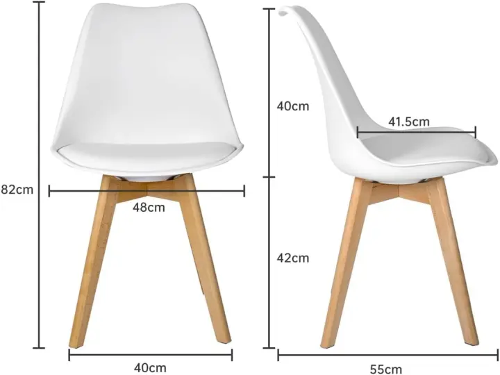 Paquete de 4 Sillas de Comedor Nórdico Sillas de Cocina de Madera Maciza con Patas y Cojín - 1