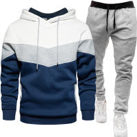 Sudadera de tres colores para hombre, traje deportivo informal de moda, Top con capucha de empalme, pantalones, traje de dos piezas, primavera y otoño - details 13