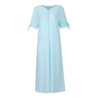 Elegante Vestido de Manga Corta con Cuello Redondo Color Sólido, Moda Casual con Bolsillos y Botones - details 18