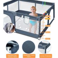 150x180cm - Parques de Juegos para Bebé con Malla Transpirable, Corralito Bebe Plegable con 50 Bola de Océano y 4 Anillas para Niños, gris - details 8