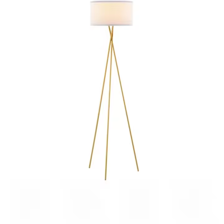 Lámpara de pie moderna de metal dorado Luz LED E27 4W 2700K Diseño retro con trípode - 1
