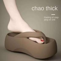 Chanclas Eva de fondo grueso para mujer con plantilla hermosas zapatillas de verano playa hogar excrementos de sensibilidad aumentada suave - details 0