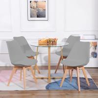 Juego de Mesa de Comedor y Sillas, 1 Mesa Redonda de 80 cm + 4 Sillas Blancas, de Diseño Nórdico - details 72