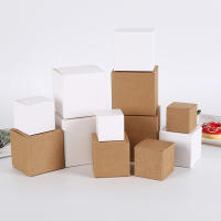 Caja de Papel Kraft para embalaje de 20 piezas, caja cuadrada de cartón blanco para joyería, Dulces, galletas, fiesta de cumpleaños, decoración de boda - details 0